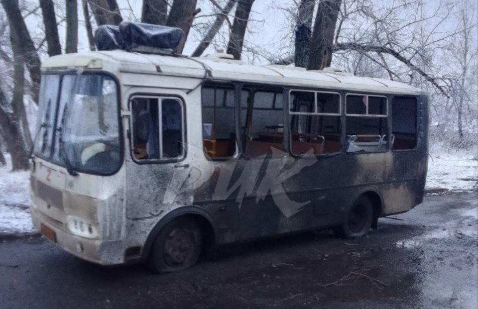 Взорванный автобус в Горловке беспилотником ВСУ