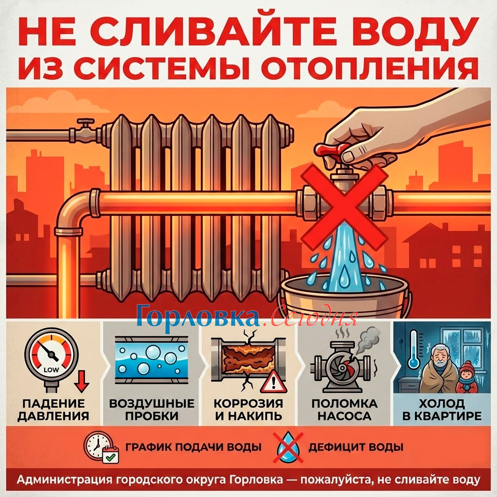 Не сливать воду из сетей отопления!