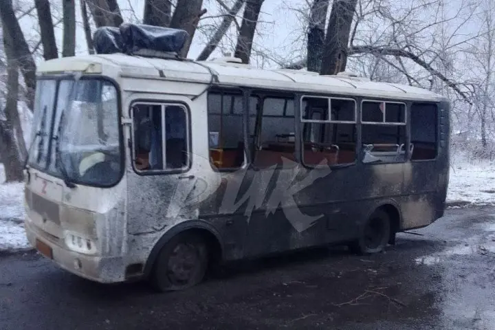 Взорванный автобус в Горловке беспилотником ВСУ